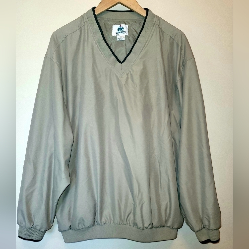 Men's V-neck Pullover Sz XL‎ Outdoor World Golf Apparel Khaki EUC